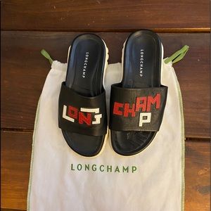 Longchamp Slides- leather, made in Italy